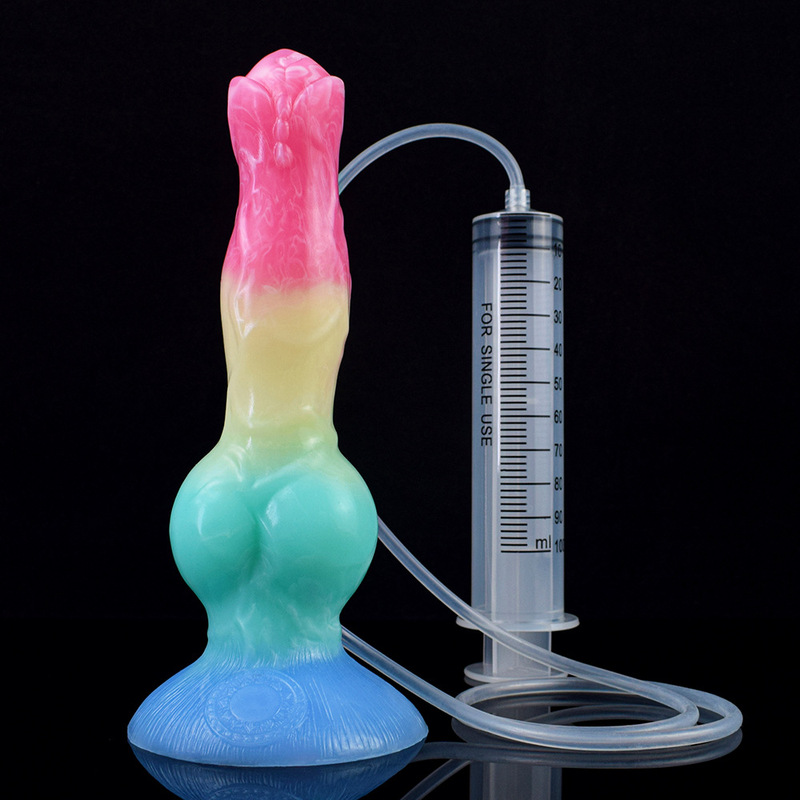 Masturbation Apparatus for Men and Women Water Spray Dildo Liquid Silicone Dog Penis Soft Anal Plug Sex Supplies Cross Border