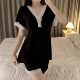 Short Sleeve Pajamas Women's Summer Thin Modal Women's 2025 New Black Home Clothes with Chest Pad suit Summer