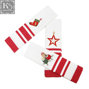 Cross-border wholesale trade for thick absorbent Christmas holiday embroidered cotton tea towel tea cloth wipe cup towel