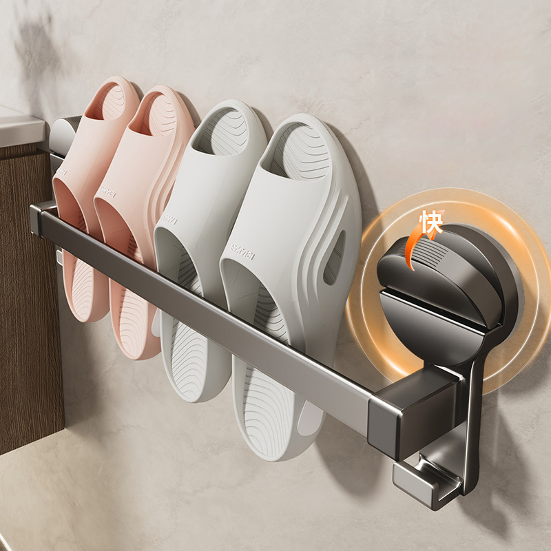 Bathroom Suction Cup Slipper Rack, No-Drill Storage Rack for Bathroom, Shoe Storage Organizer, Toilet Slipper Draining Hanger