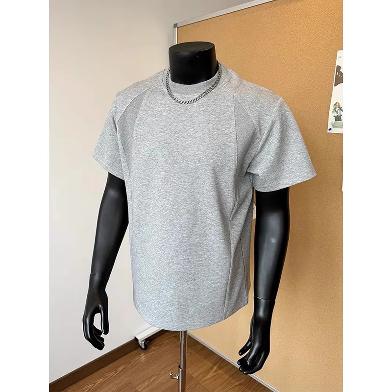 Men's Premium Heavyweight T-Shirt – Structured Shoulder Retro Design With Ribbed Neckline & Breathable Polyester_voghion.com