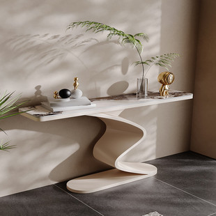 Italian-style Rock Board Porch Table Light Luxury Home Entrance Door-facing Wall End View Desk Modern Simple Corridor Table Table