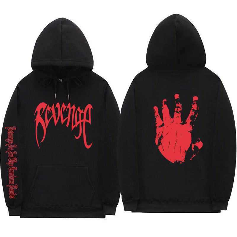 Xxxtentacion Unisex Ribbed Cuff Hooded Sweatshirt European and American Street Style Revenge Hoodie Sweatshirt