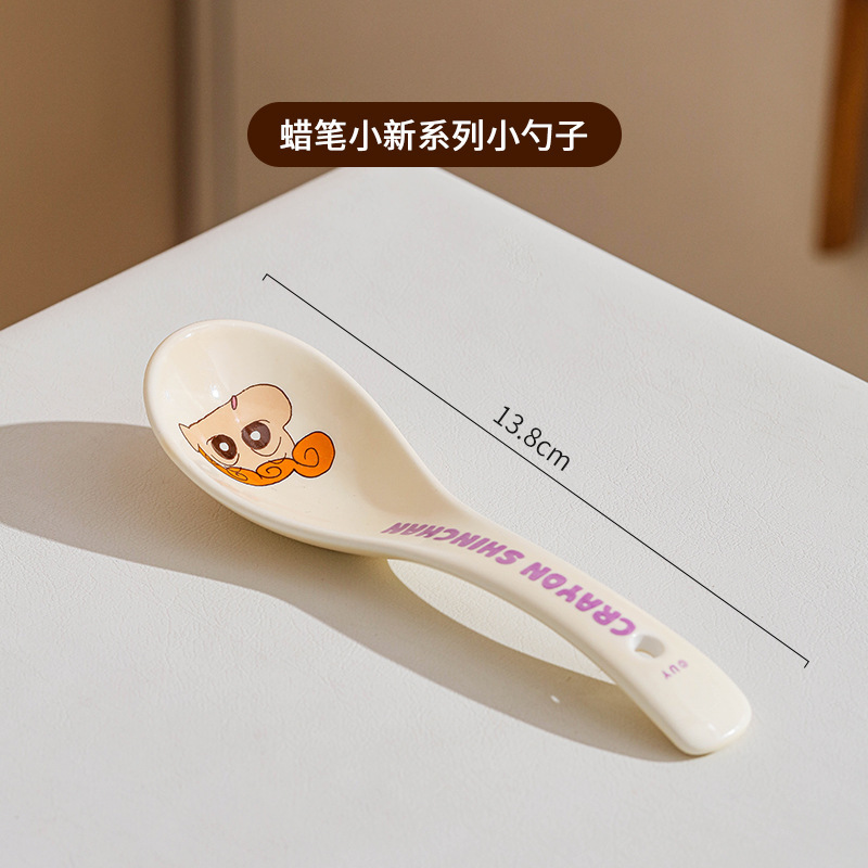 Crayons, ceramic spoon