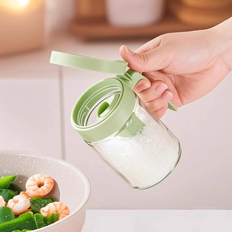 Botella de condimento sellada de vidrio de cocina lata de sal set de especias lata de almacenamiento a prueba de humedad sabor doméstico lata de condimento