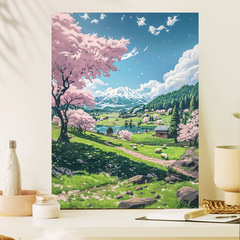 宮崎駿の夏 DIY デジタル油絵アニメーション癒しのぬり絵ハイエンド風景手描き油絵