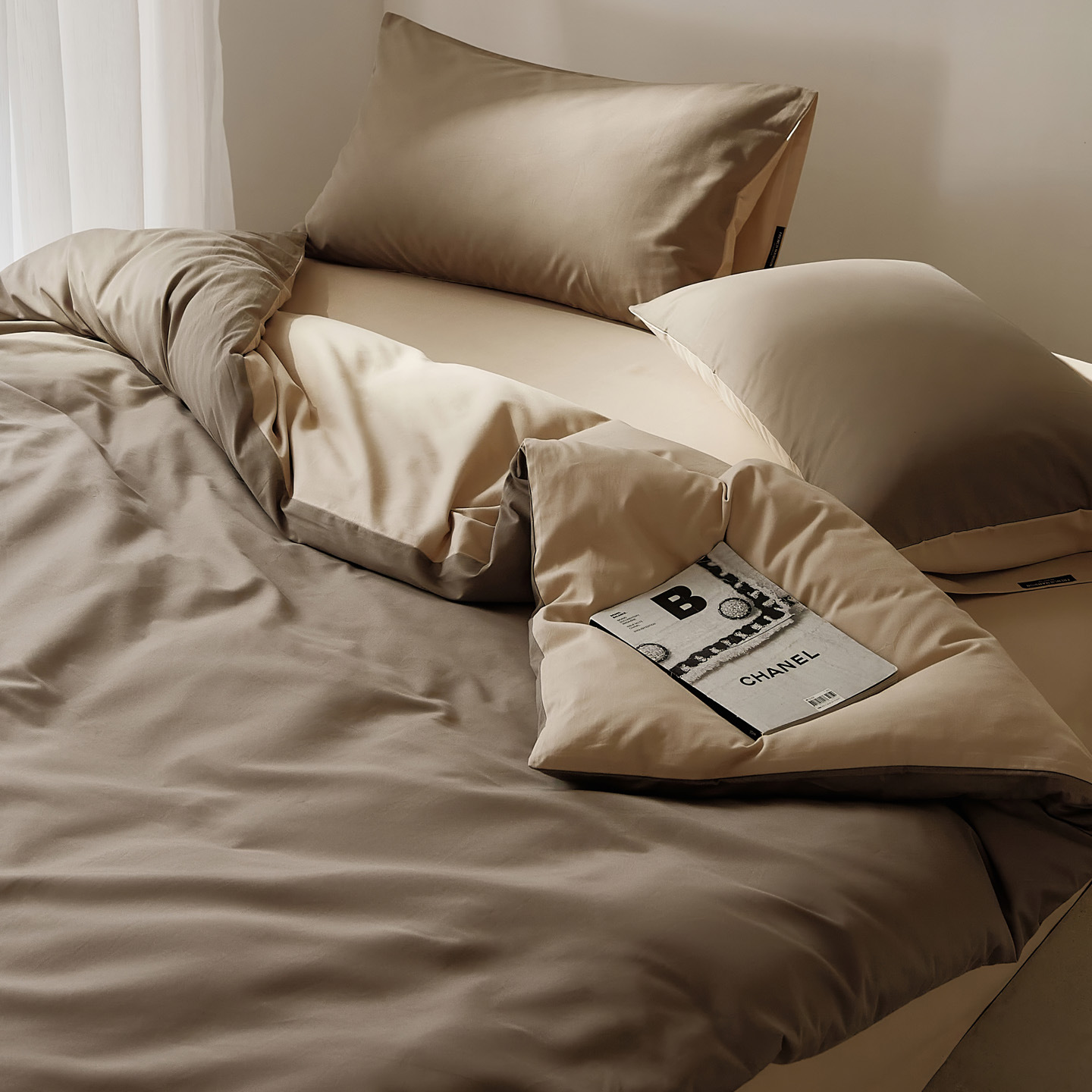 Yunqi-mocha mousse / 0.9-1.2m bed [sheet type] three-piece quilt cover 150*200cm sheets 180*230cm pillowcase 48*74cm