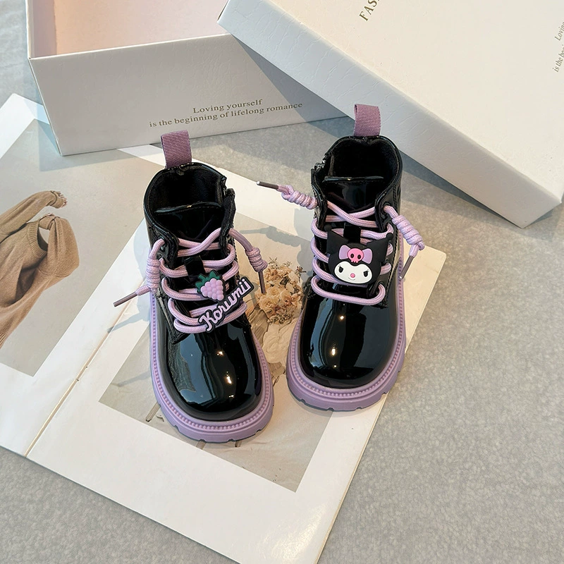 Ботинки для девочек, осень и зима 2024, новая детская обувь, ботинки, маленькие короткие сапоги, кожаные зимние сапоги принцессы на флисовой подкладке для маленьких девочек