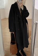 感韩系大衣2025新款春秋季中长款赫本风感可爱毛呢外套女跨境一件