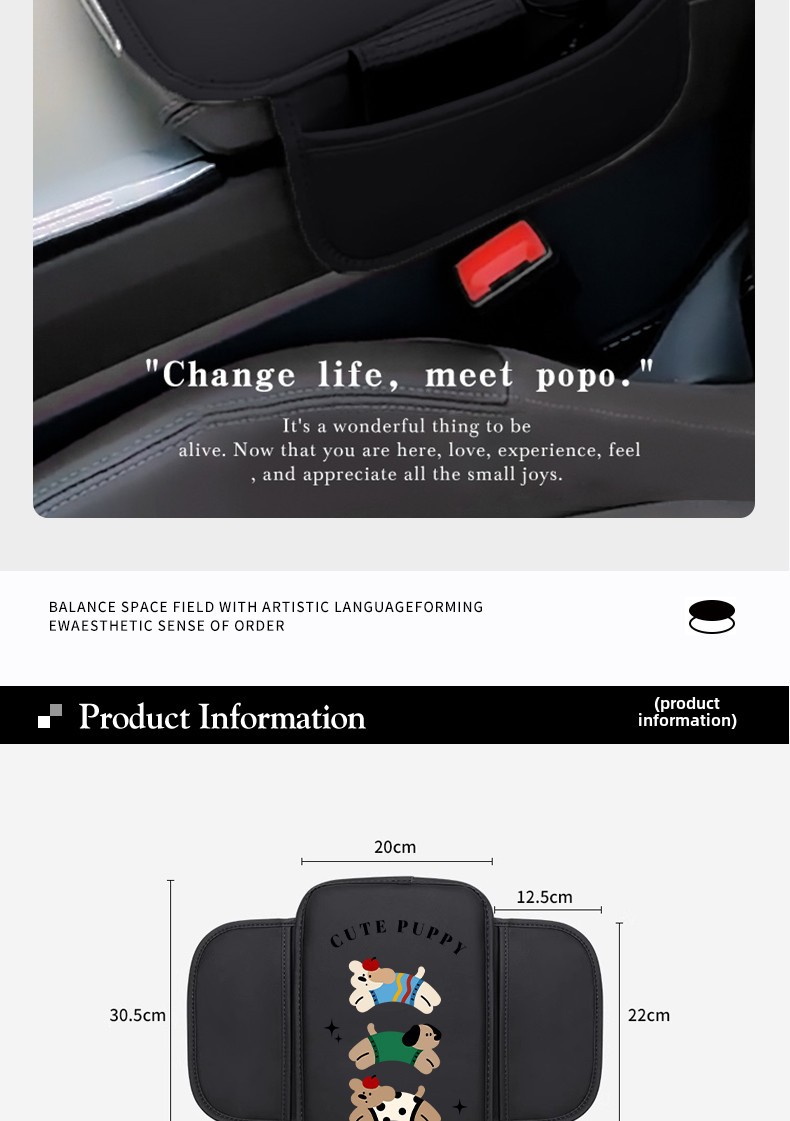 Car Armrest Pad New Cartoon Puppy Creative Car Interior Protective Cover Central Elbow Seat Armrest Storage Pad