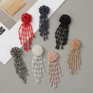 Factory direct supply new high color value beaded temperament crystal 7 hanging hanging DIY clothing earrings tassel jewelry accessories
