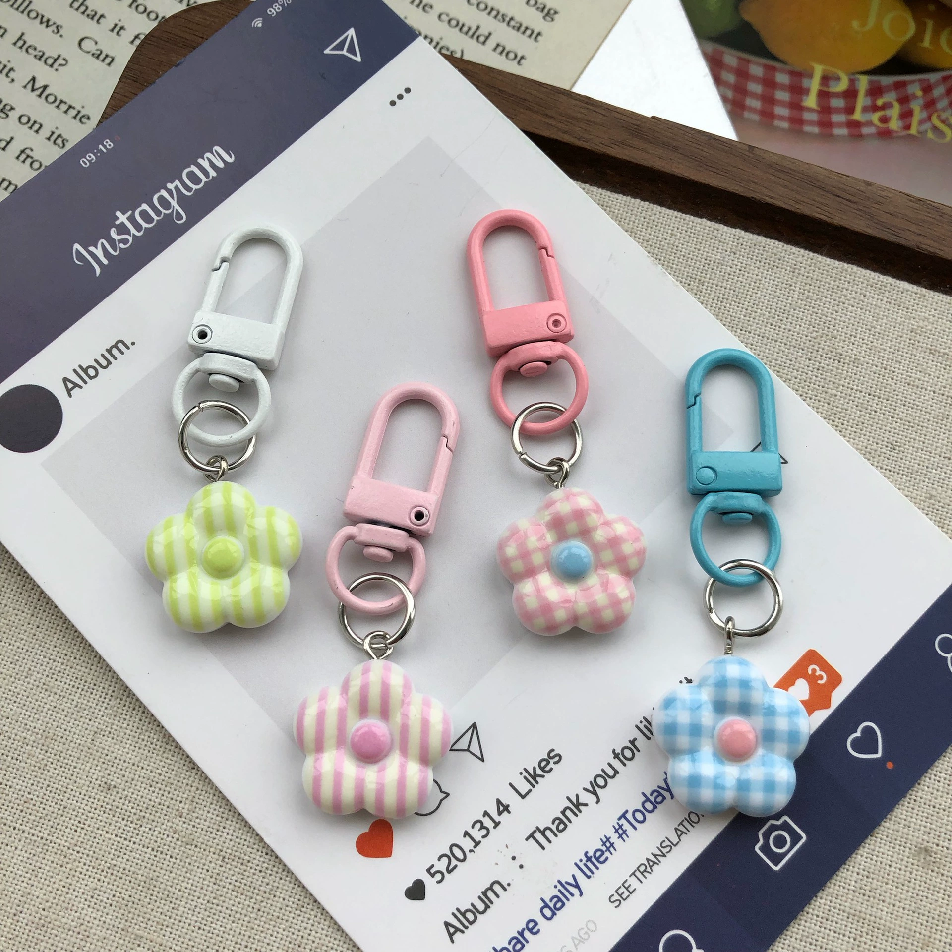 Cute keychain, pendant, bag accessory, flowered, Birthday gift