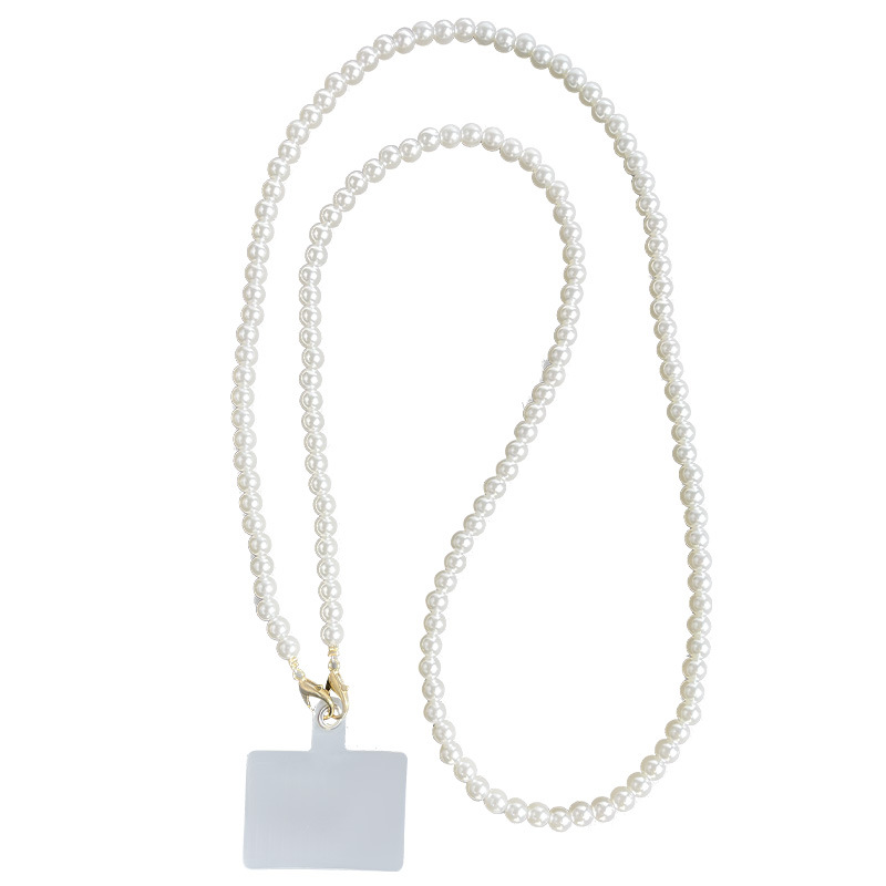 Mobile Phone Lanyard Long Cross-body Halter Neck Hanging Chain Pearl Hand-beaded Removable Buckle Mobile Phone