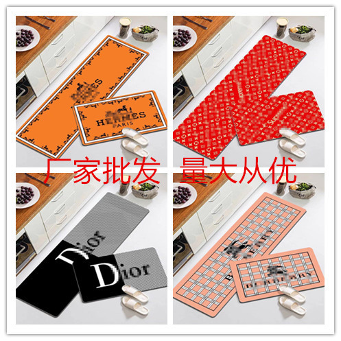 Direct Manufacturer Sales Trend Brand Kitchen Mat Net Pop Luxury Rugs Water Absorbent Oil Absorbent Anti-Slip Foot Mat Kitchen Long Strip Set