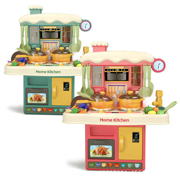 Wholesale Children's Pretend Play Kitchen Toys with Lights, Water Dispensing Dining Table, Cooking Utensils, Boys and Girls Set, Realistic Toys