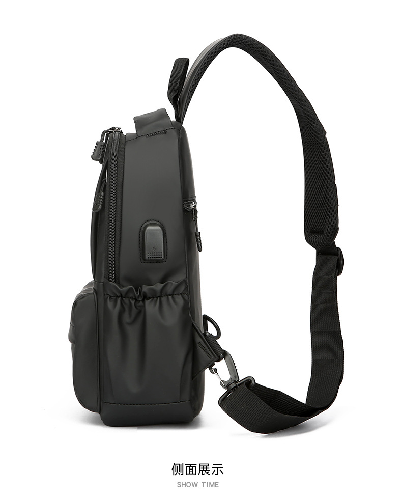 Customized men's business chest bag, trendy casual cycling backpack, lightweight large-capacity single-shoulder bag, simple crossbody bag undefined