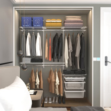 巧精灵嵌入式衣橱网红小户型开放式衣帽间出租房金属钢架衣柜