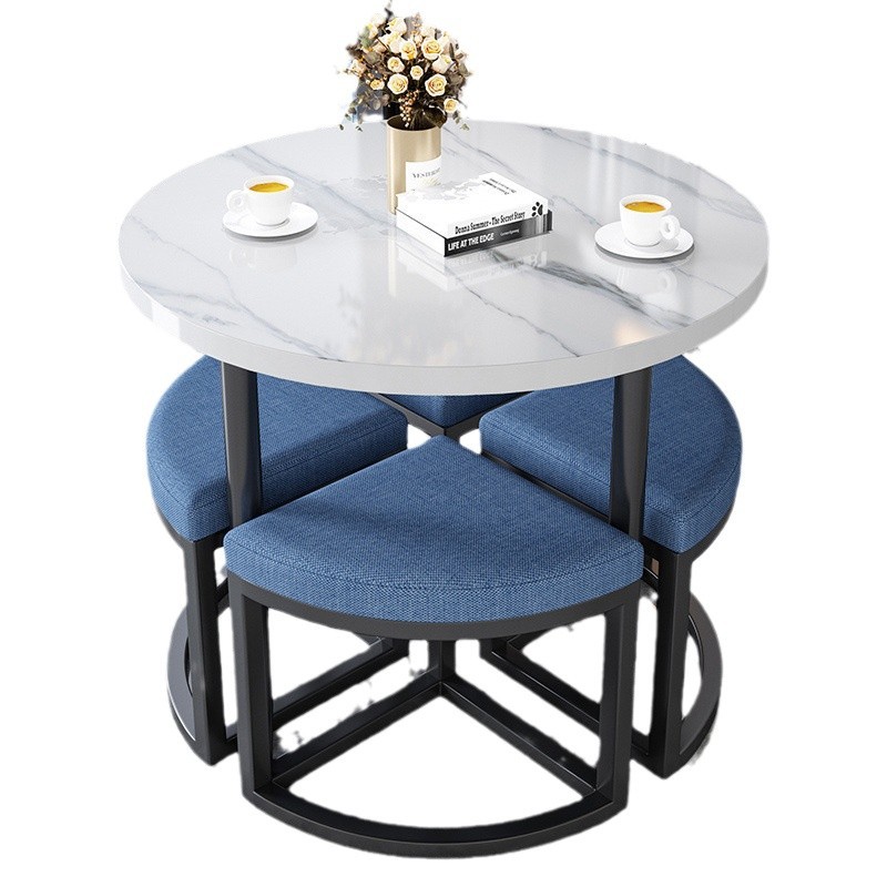 Sala de estar de madera sólida nuevo tipo de sala de estar simple mesas y sillas de recepción combinación de mesa redonda de ocio