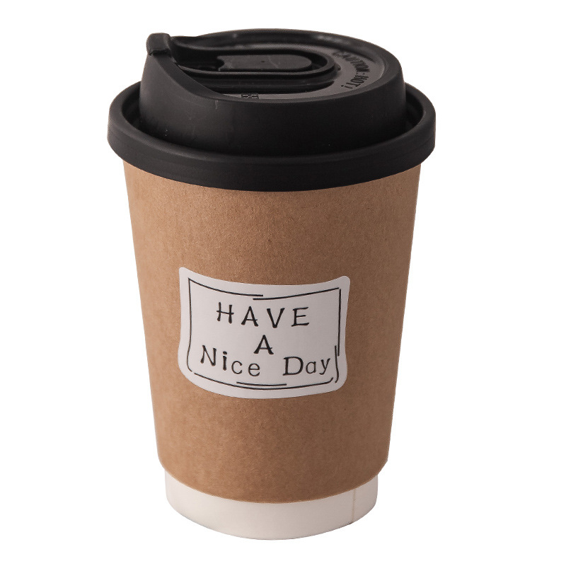 Una taza de café desechable de té de leche en red de viento gruesa aislamiento térmico americano taza de bebida caliente para llevar con tapa precio al por mayor