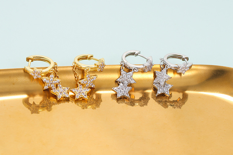 Korean Five-pointed Star Zircon Earrings Wholesale display picture 2