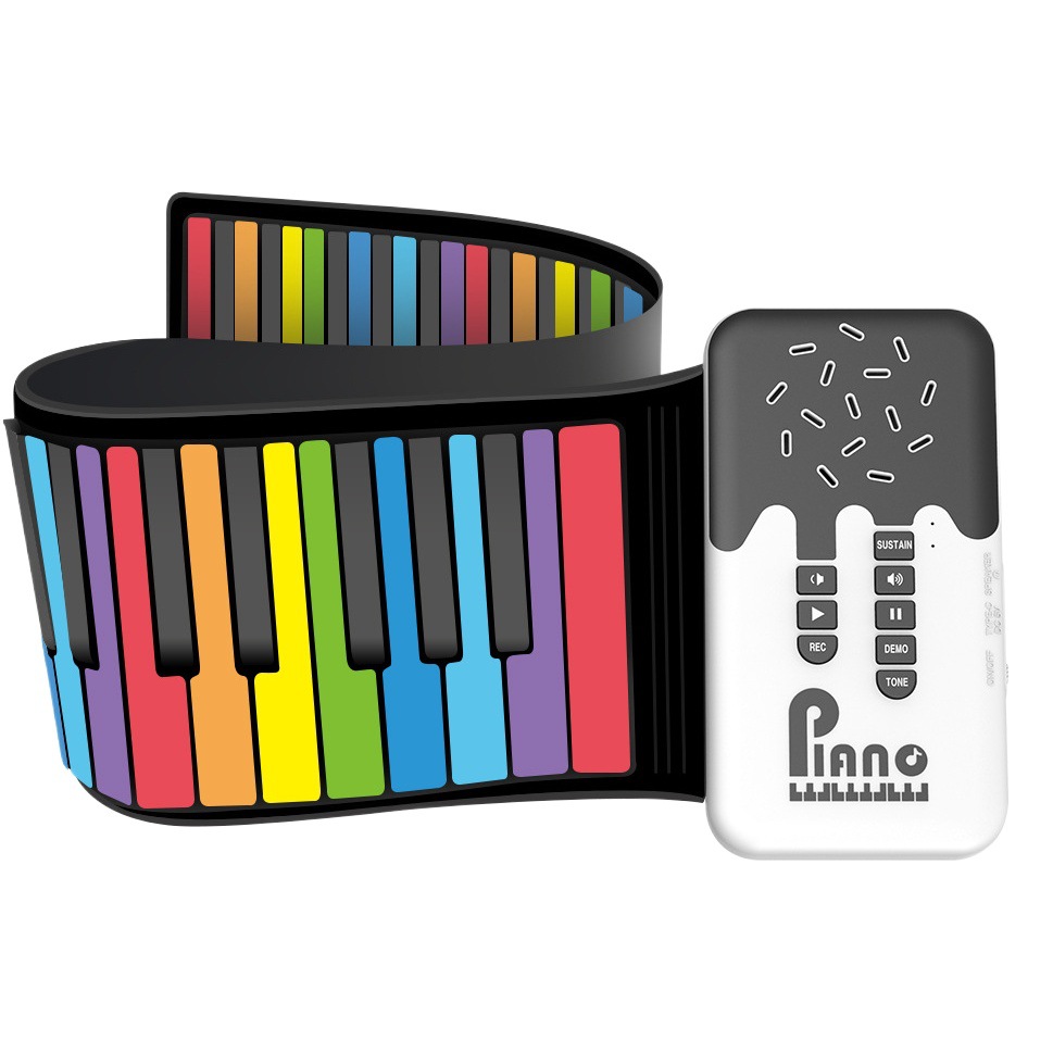 Arco Iris rollo de mano piano 49 llave incorporada batería de litio juguete portátil plegable teclado suave entrada teclado instrumento musical