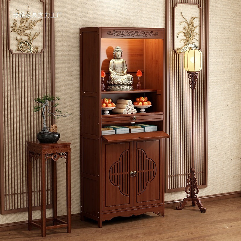 Altar Table with Doors, New Chinese-Style Standing Cabinet for Home Use, Multifunctional Shrine Table, Incense Table