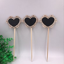 木制立式花边爱心留言小黑板 迷你黑板造型插枝 木质留言板价格签