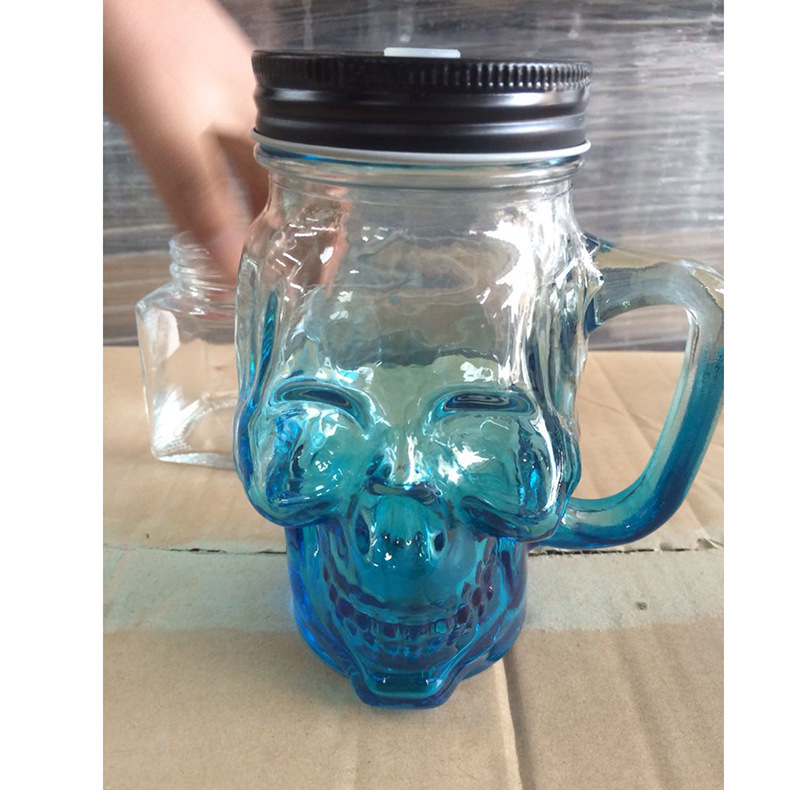 厂家供应 特色创意高白料各种型号骷髅头把子杯 水杯 饮料瓶