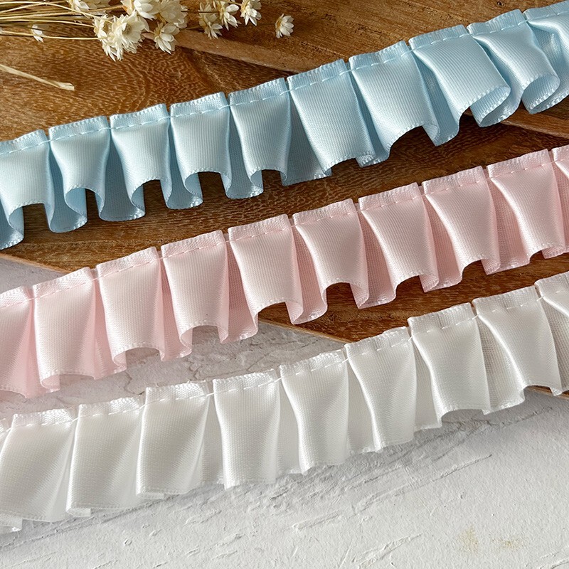 2.5cm wide white ribbon pleated organ pleated ruffled doll clothing design diy lace accessories 2.5cm wide white ribbon pleated organ pleated ruffled doll clothing design diy lace accessories