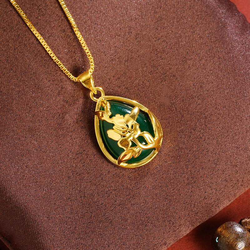 Vietnam gota de oro de arena peonía personalidad no se desvanece imitación de pulpa de madera accesorios multicolores fabricantes de joyas atmosféricas al por mayor