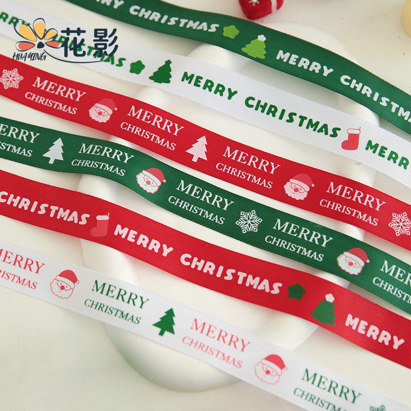 2,5 CM embalaje de regalo de Navidad Cinta Roja ramo DIY cinta decorativa cinta verde cinta de Navidad