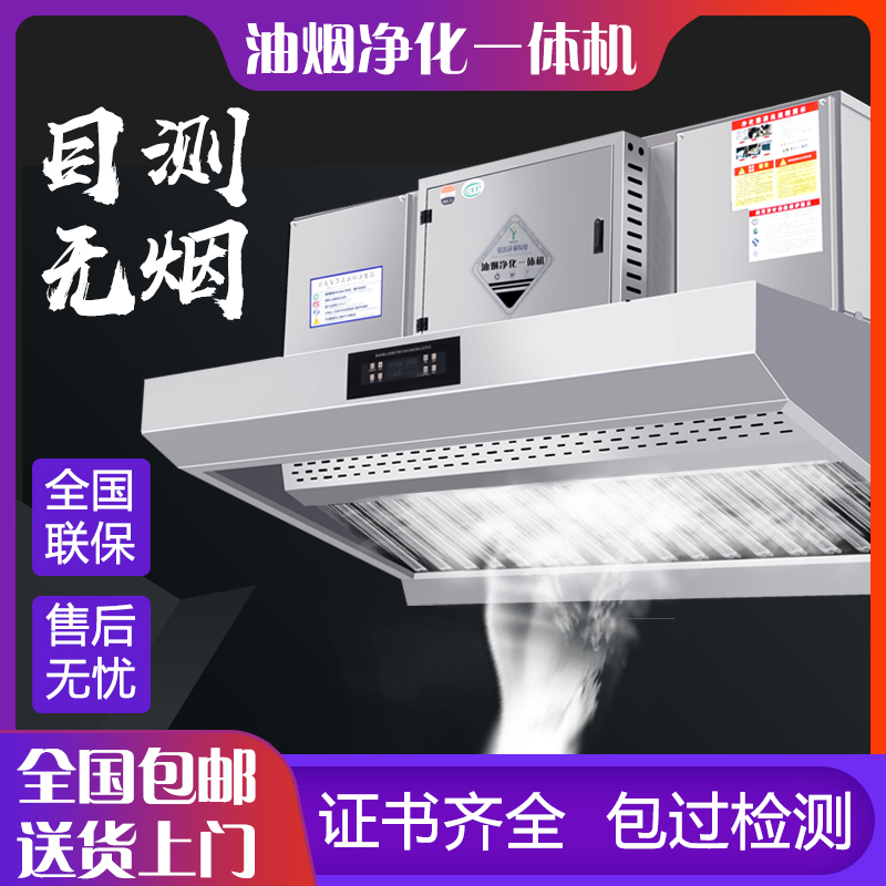 油烟净化一体机烟罩商用饭店厨房餐饮低空净化器环保无烟集不锈钢