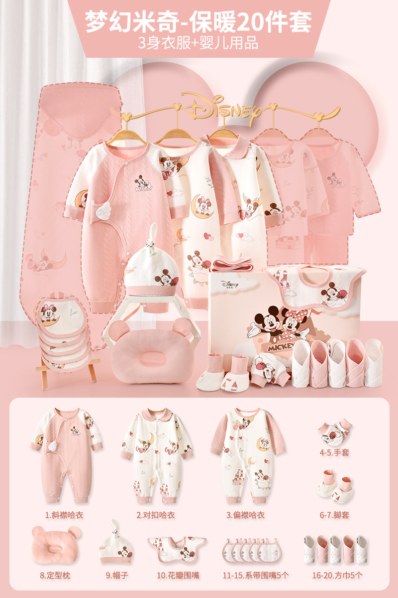 ディズニー ベビーギフトボックス 新生児服 純綿セット 新生児 女の子 満月祝いギフト 高級
