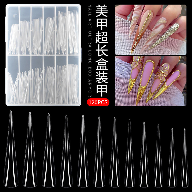 European and American Cross-Border Nail Patches, Half-Stick, Light-Stick, Extended Salon Nails, Stiletto Heels, French Manicure, Transparent Fake Nail Patches
