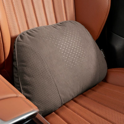 Car Headrest and Lumbar Support, Headrest - s-type-suede-mocha-brown-waist-support-1-piece