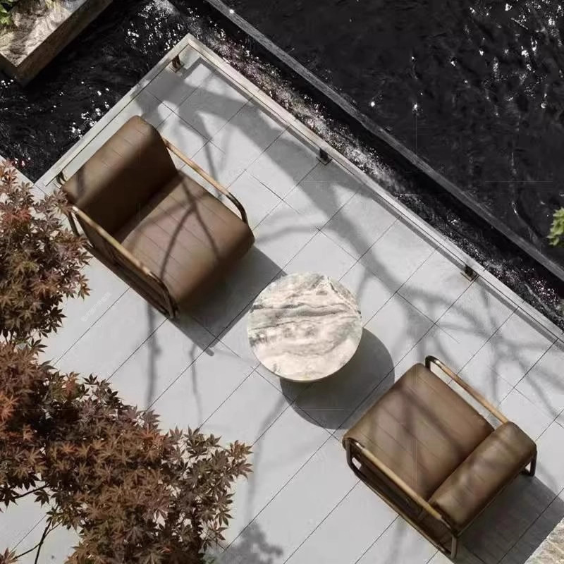 Combinación de sofá al aire libre impermeable y protector solar diseño paisajístico departamento de ventas silla de negociación de muebles de ingeniería individual