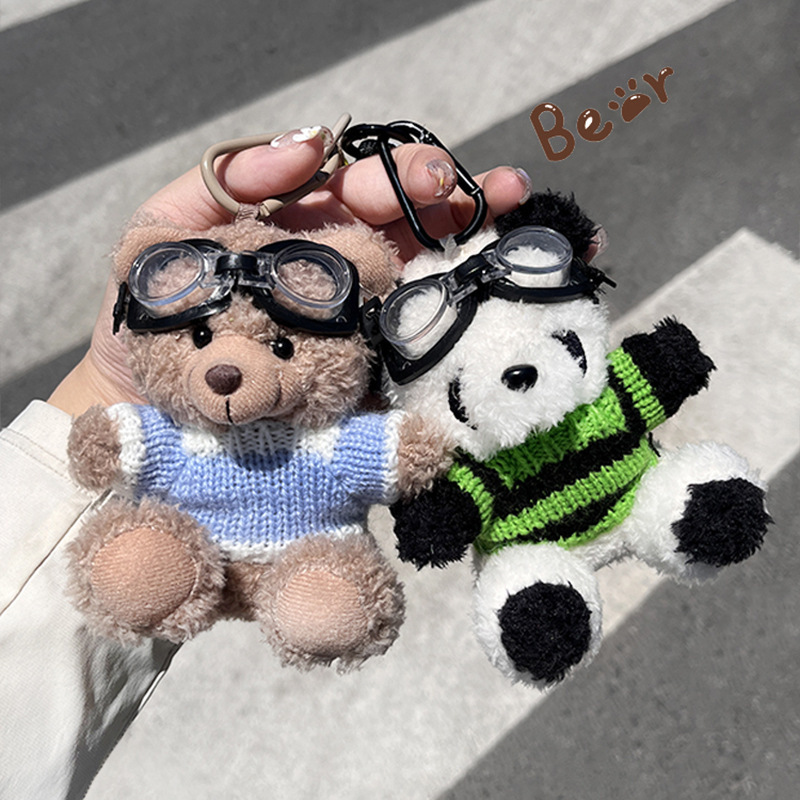 Llavero de felpa con forma de panda, colgante para bolso