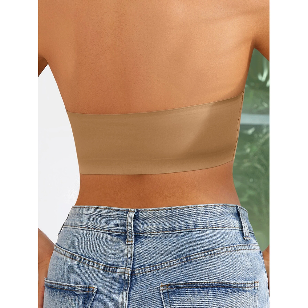 Sin cinturón de hombro, anti-caída, diseño antideslizante de tamaño grande, seda de hielo sin marcas, sujetador de pecho pequeño para mujeres.