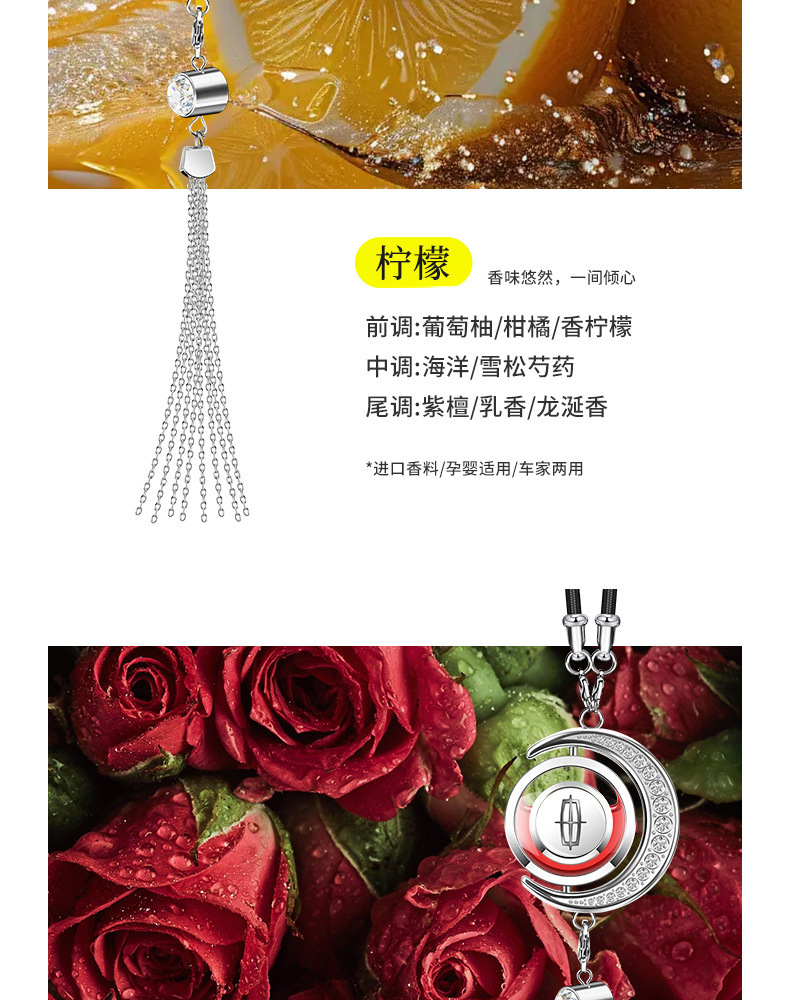 Specially Designed for Foreign Trade, Star and Moon Car Perfume Hanging Ornaments with Rhinestones, Car Fragrance Metal Pendants, In-Car Aroma Essential Oil Pendants