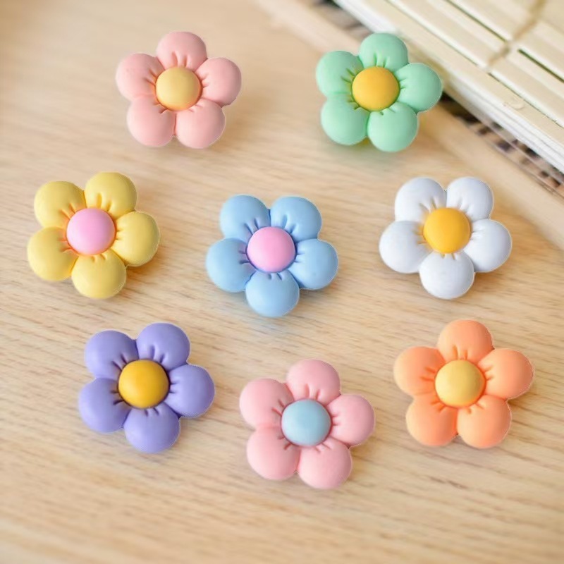 Versatile Fresh Five-Petal Flower Resin Jewelry Accessories DIY Cream Glue Hair Accessories Clog Shoe Buckle Phone Case Sticker Materials