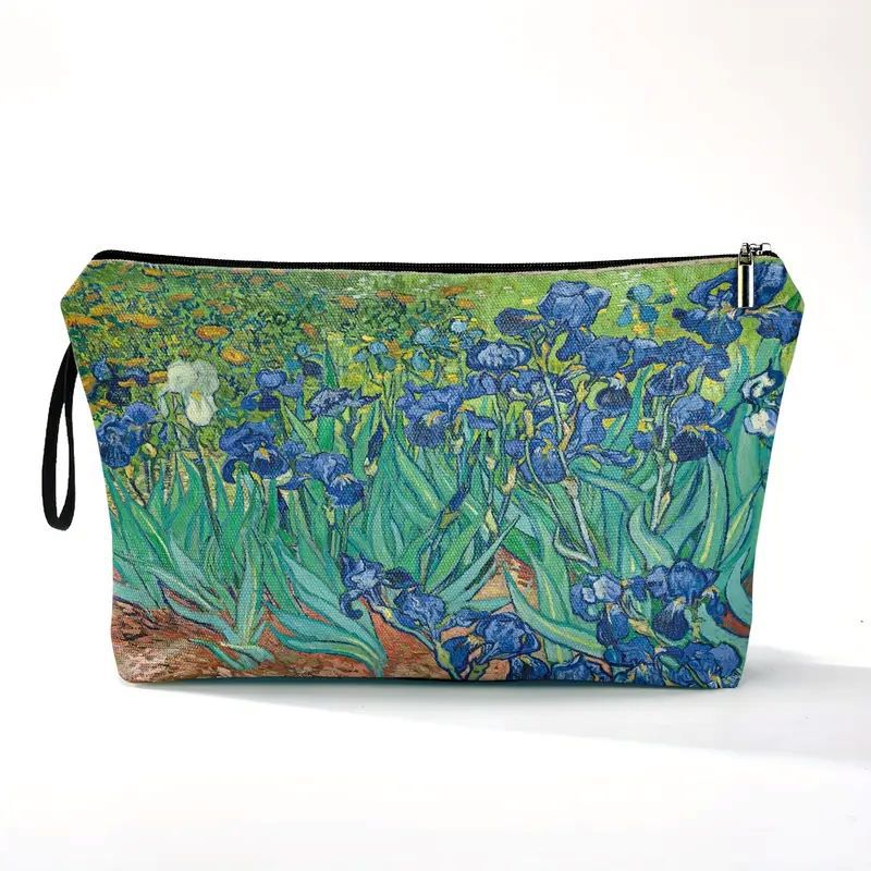 Arte estilo Van Gogh lienzo bolsa de maquillaje portátil bolsa de maquillaje / monedas almacena LOGO imprimible
