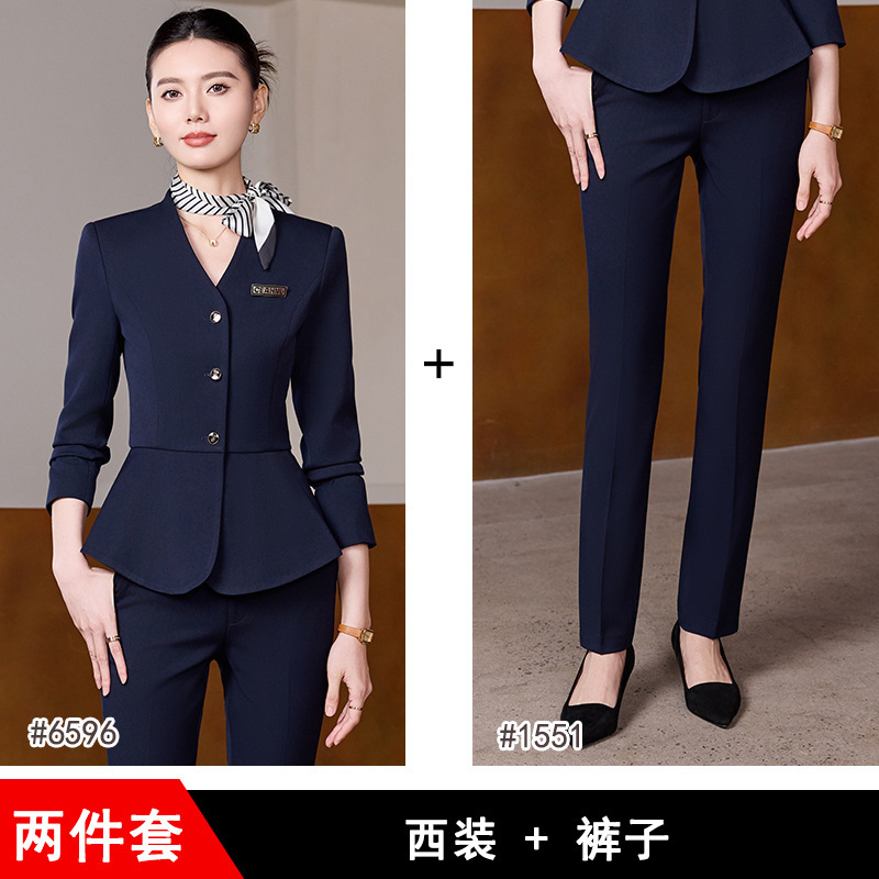 高级感西装套装女秋冬2025新款职业装V领工作服正装修身西服外套|undefined