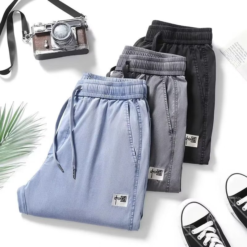 Tencel Jeans for Men and Women Spring and Summer 2025 Thin Loose Casual Pants Versatile Straight Slimming Ice Silk Jogger Pants for Men