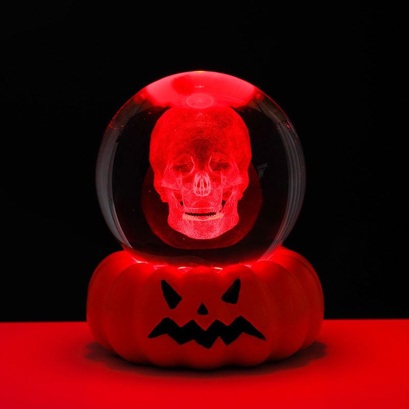 クロスボーダーハロウィンゴースト3Dクリスタルボールナイトライト発光ベースクリエイティブデスクトップ装飾オーナメントホリデーギフト|undefined