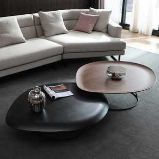 Nordic Minimalist Walnut Color Coffee Table Modern Minimalist Living Room Creative Designer Style Internet Celebrity Iron Tea Table