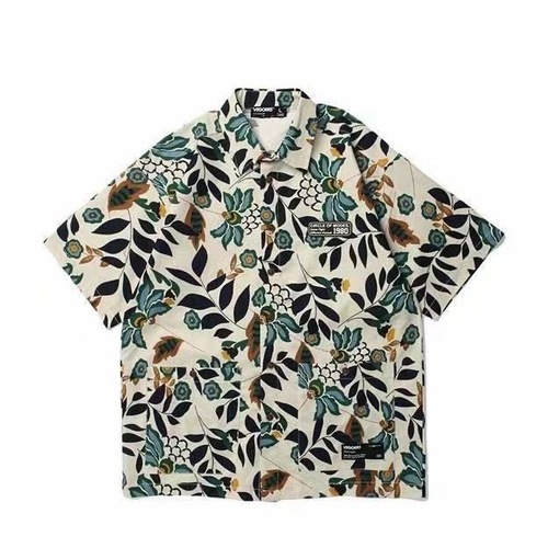 Hawaiian Flower Shirt, Hong Kong Style Loose Trendy Versatile Slouchy Couple Short Sleeve Blouse, Japanese Seaside Flower Shirt