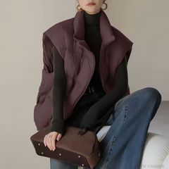 胖mm大码立领保暖棉服马甲女秋冬新款宽松短款百搭双拉链背心外套