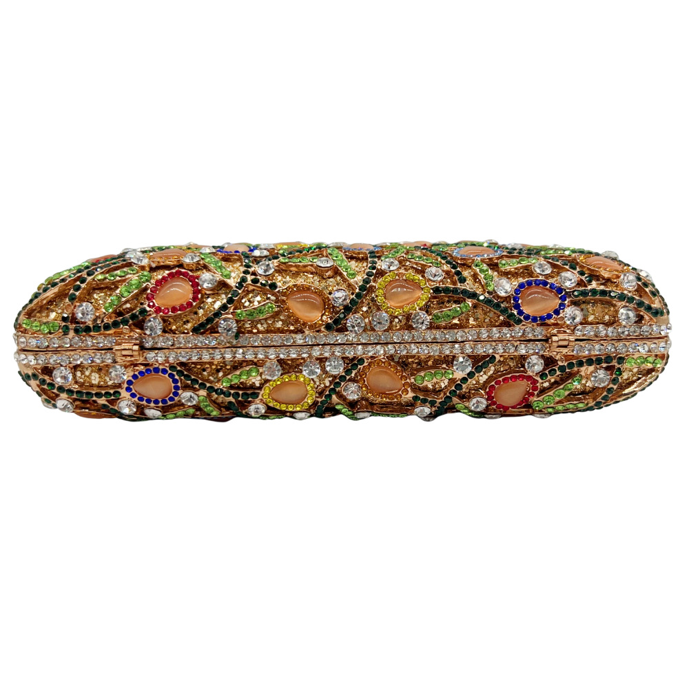 Túi clutch nữ đính đá mắt mèo kim cương dự tiệc — màu vàng, bạc, Tùy chỉnh cá nhân chi tiết 3