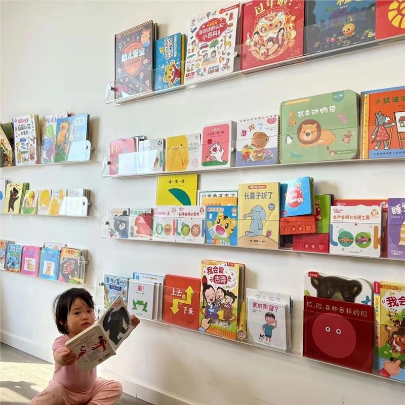 亚克力杂志展示架壁挂式墙上置物架透明绘本架免打孔
