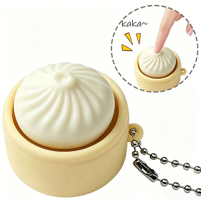 Original cute realistic steamed bun keychain stress-relief toy small pendant for backpacks and bags